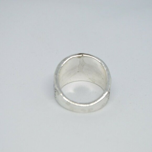 Blue Enamel Flower Silver Tone Statement Ring - Picture 4 of 4